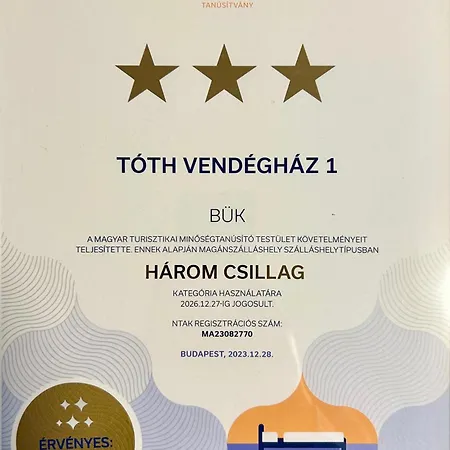 Pensionat Toth Vendeghaz Bük